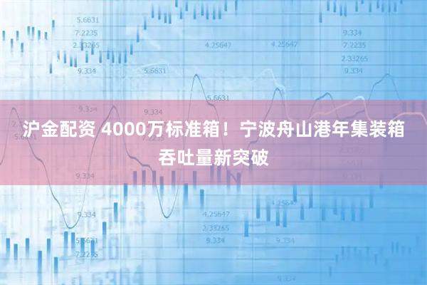 沪金配资 4000万标准箱！宁波舟山港年集装箱吞吐量新突破
