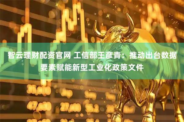 智云理财配资官网 工信部王彦青：推动出台数据要素赋能新型工业化政策文件